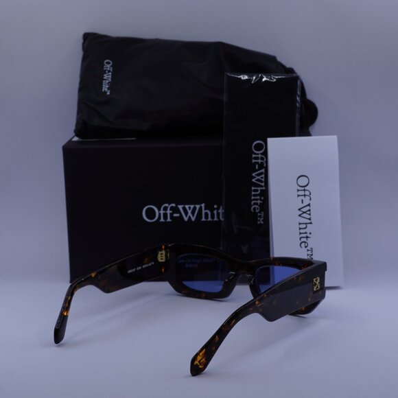 Off-White OERI147 BELLEVILLE 6045 Sunglasses Havana Cat Eye Frame, Blue Lenses - Picture 10 of 10
